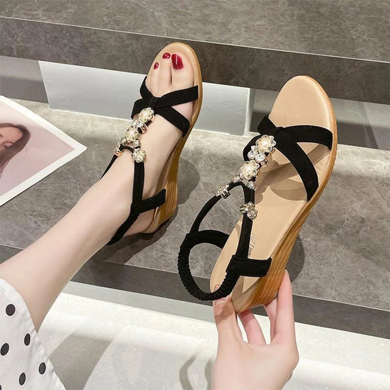 Women's Bohemian Platform Beach Sandals – Retro Ethnic Style Women's Platform Sandals Peaceful Pleasures Health and Wellness