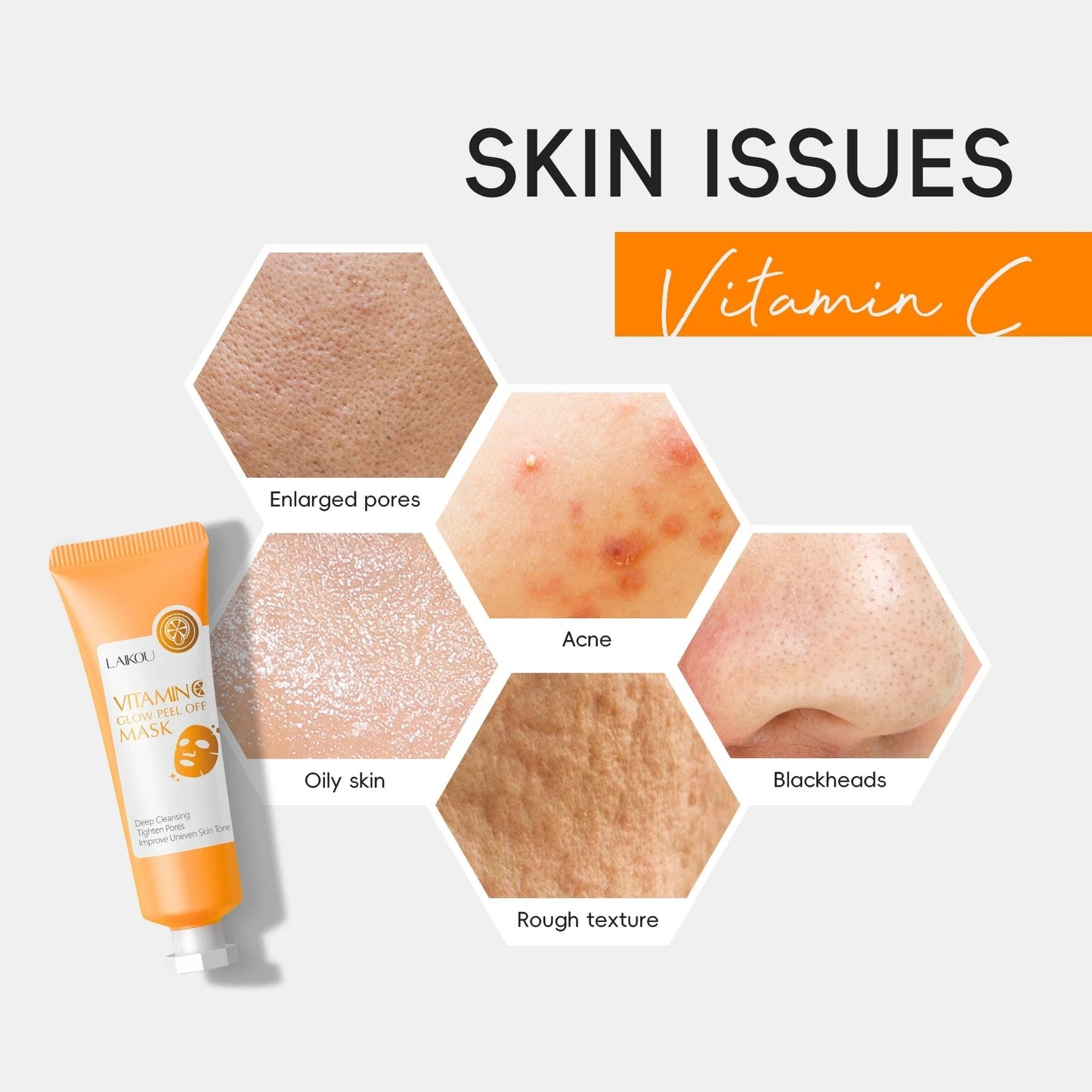 LAIKOU Vitamin C Peel Mask – Whitening, Blackhead & Anti-Aging