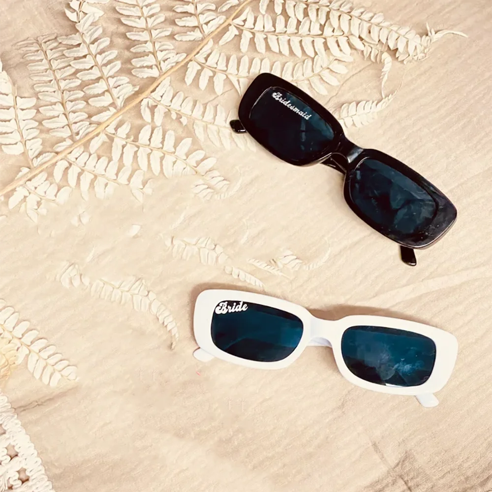 Y2K Rectangle Bridesmaid Sunglasses | Bachelorette Party Bride