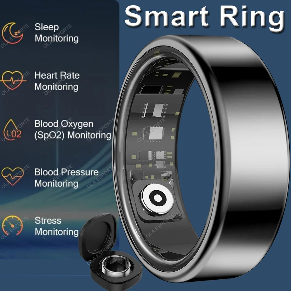 2025 Smart Ring Blood Pressure Heart Rate Sleep Monitoring Smartring IP68 & 5ATM Waterproof Multi-sport Mode Smartring Man Women Peaceful Pleasures Health and Wellness