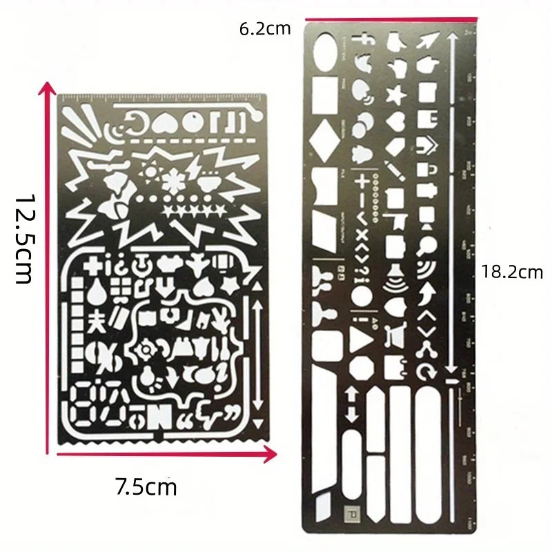 2-Pack Vintage Stainless Steel Stencil Templates Portable Hollow