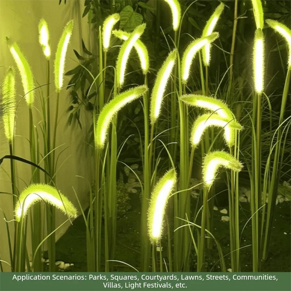 Solar LED Fiber Optic Dogtail Grass Garden Path Light