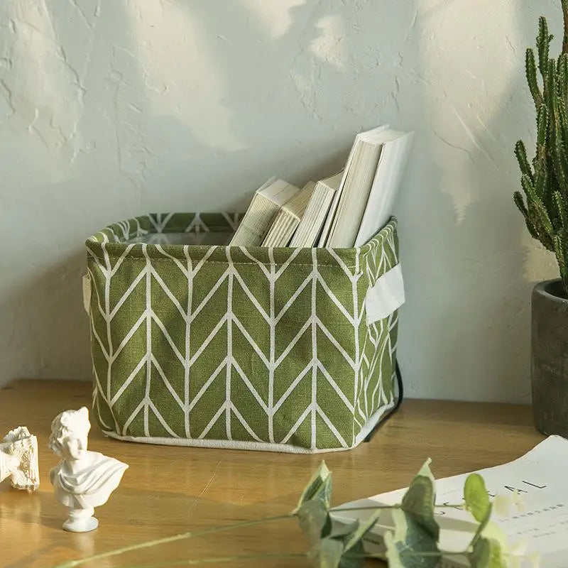 Cotton Linen Waterproof Desktop Storage Box & Organizer