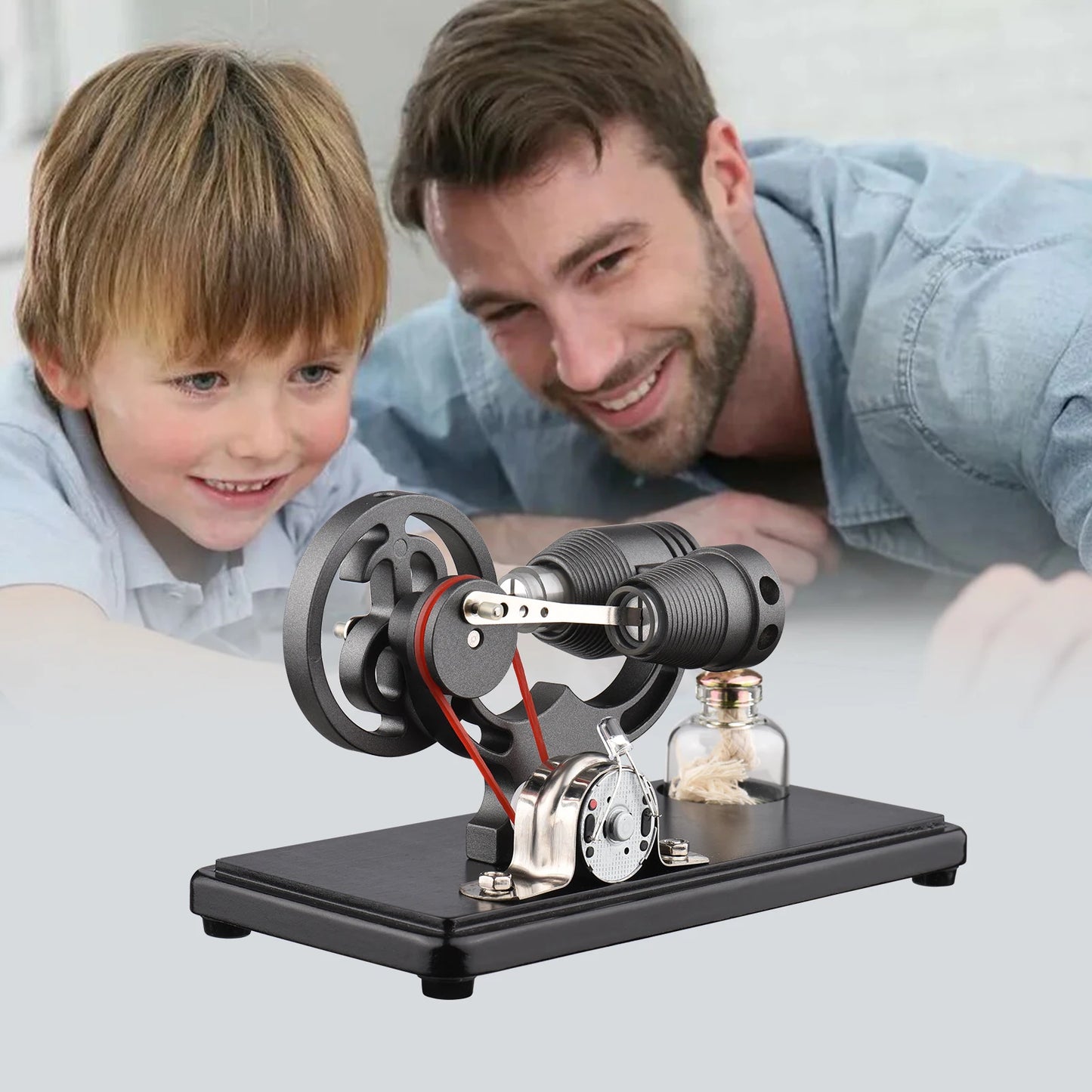 Motor Model LED Light Dollar Flywheel Design Science Experiment DIY