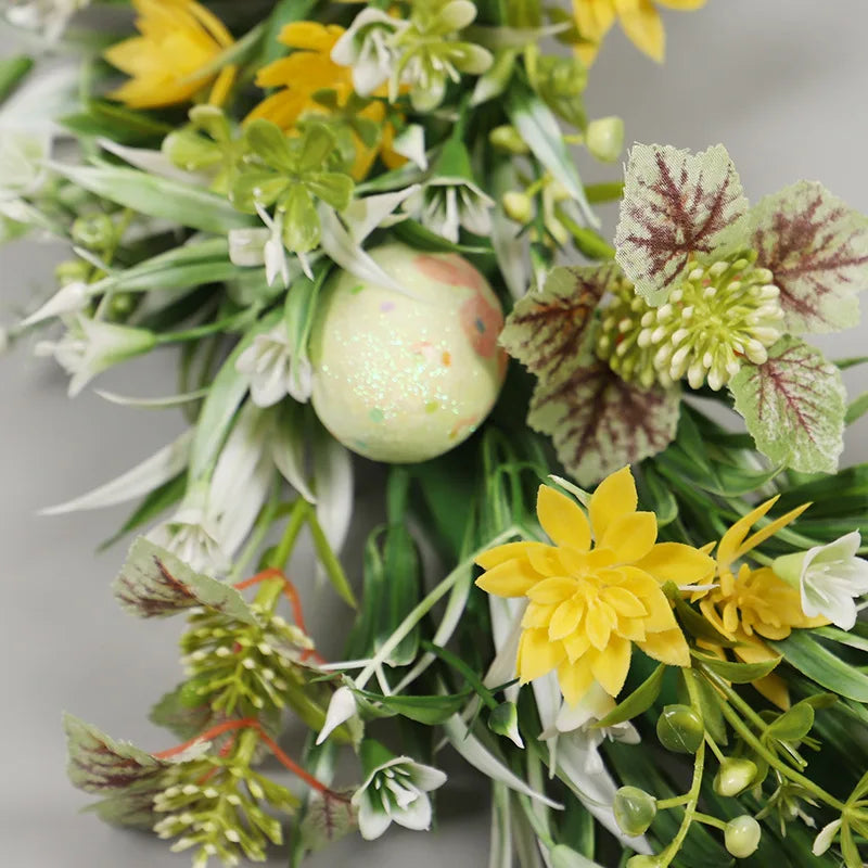 Easter Egg Wreath – Artificial Flower Garland for Front Door