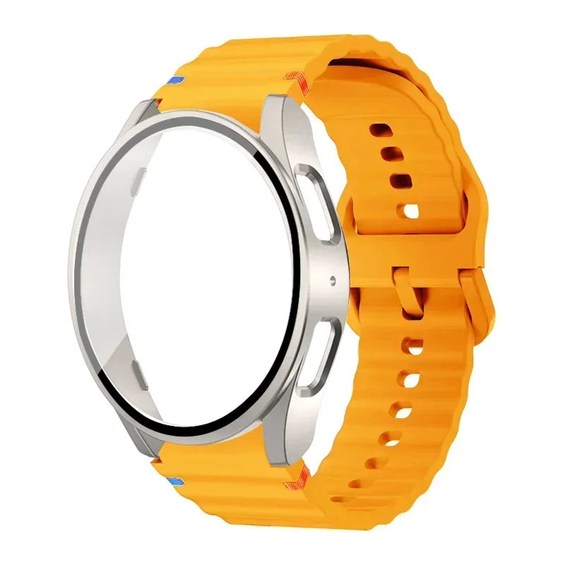 Silicone Band + PC Case for Samsung Galaxy Watch 7/6/5/4 40mm 44mm