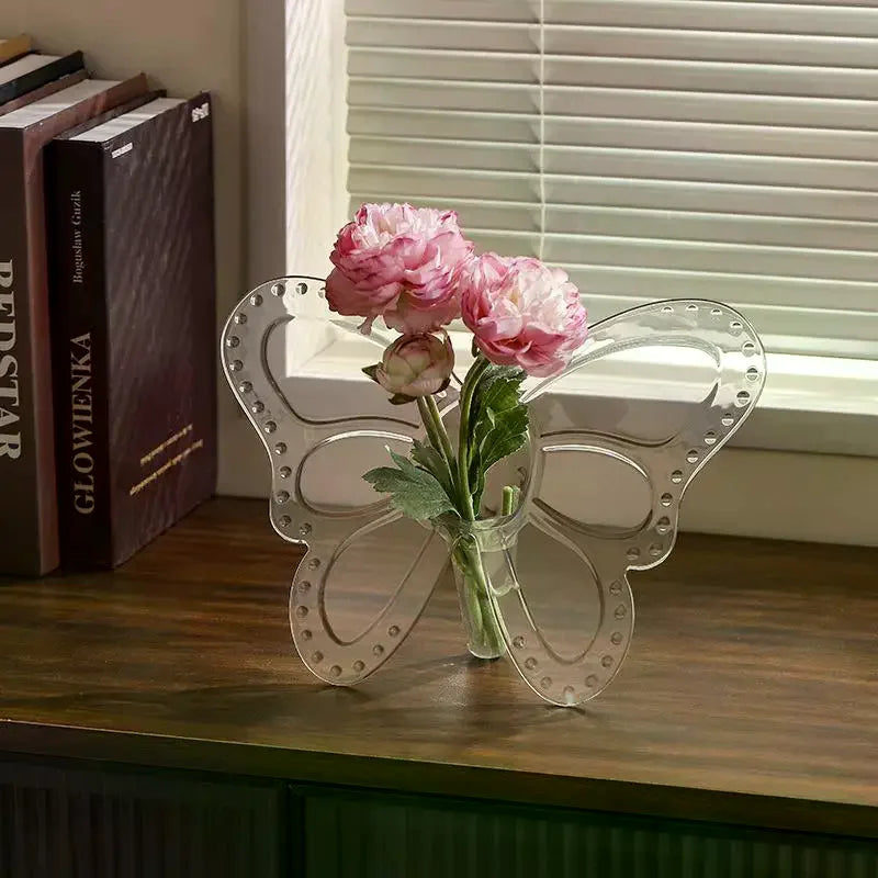 Butterfly Acrylic Flower Vase | 3D Transparent Home Décor