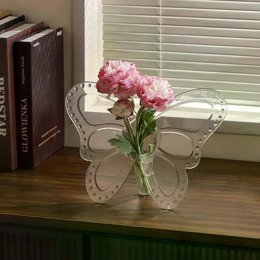 Butterfly Acrylic Flower Vase | 3D Transparent Home Décor Decorative Acrylic Vase Peaceful Pleasures Health and Wellness