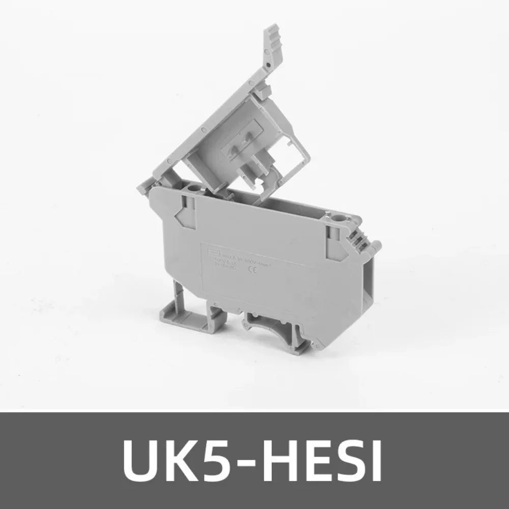 10Pcs UK-5-HESI Din Rail Terminal Block - Screw Fuse Holder with Disconnect Lever, Fits 5x25mm Fuse, Electrical Wire Connector Peaceful Pleasures Health and Wellness UK5-HESI Grey With 8A fuse