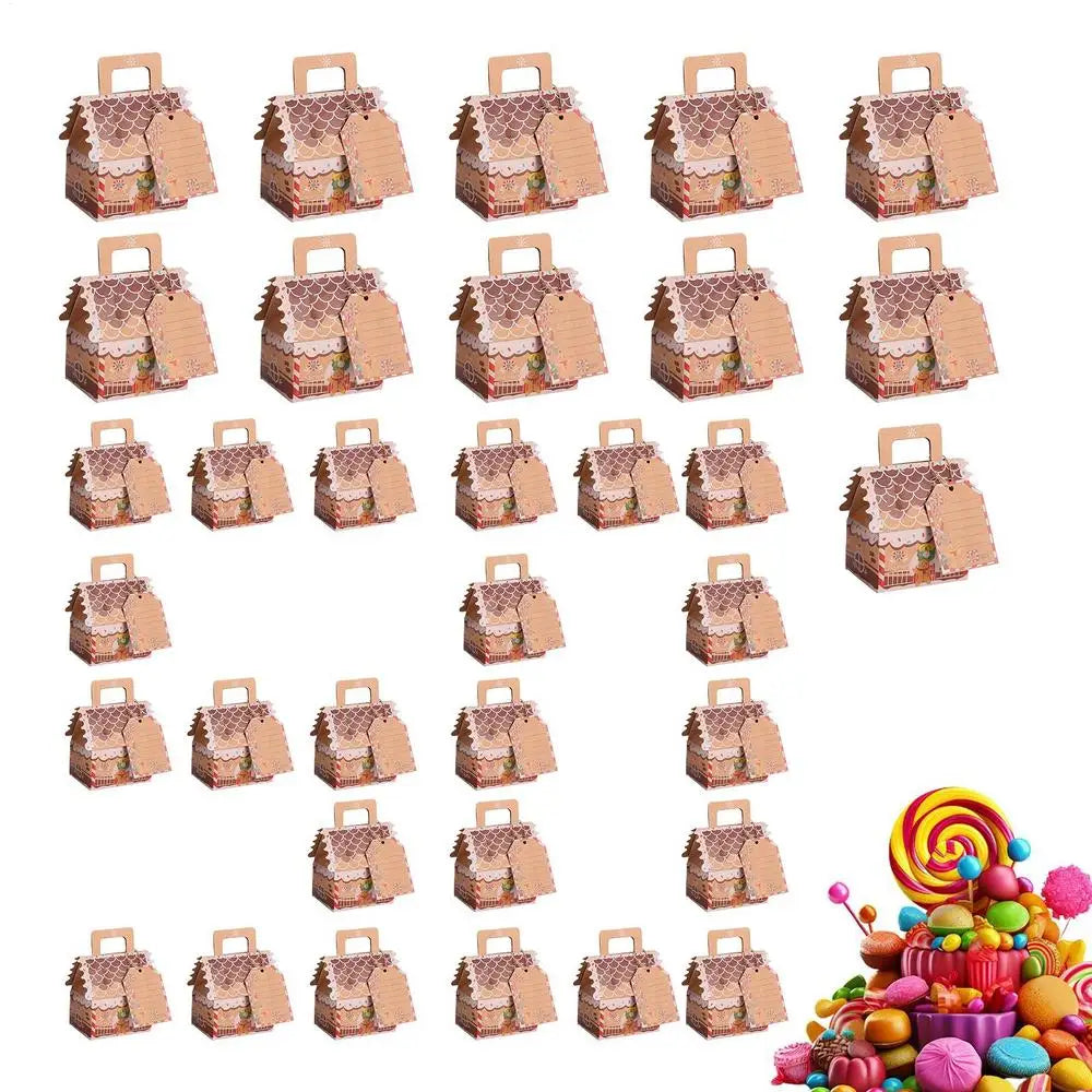 Christmas Treat Boxes 50 Pieces House Shape Food Wrapping Container Holiday Bakery Box For Candy Chocolate Party Supplies Peaceful Pleasures Health and Wellness B China Mainland Others