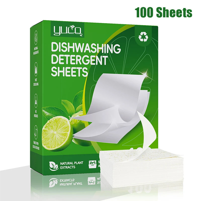 Dishwashing Detergent Sheet 30/100pcs Dishwasher Cleaner Oil Dirt Removal Deodorizer Cleaning Tablet Machines BowlsKitchen Tool Peaceful Pleasures Health and Wellness 100 Sheets