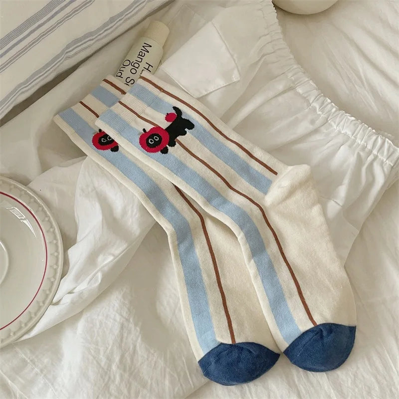 Socks For Women Cute New Novelties Fashion Cotton Breathable Funny Socks Female Casual Long Preppy Style Cartoon Socks Striped Peaceful Pleasures Health and Wellness Striped One Size