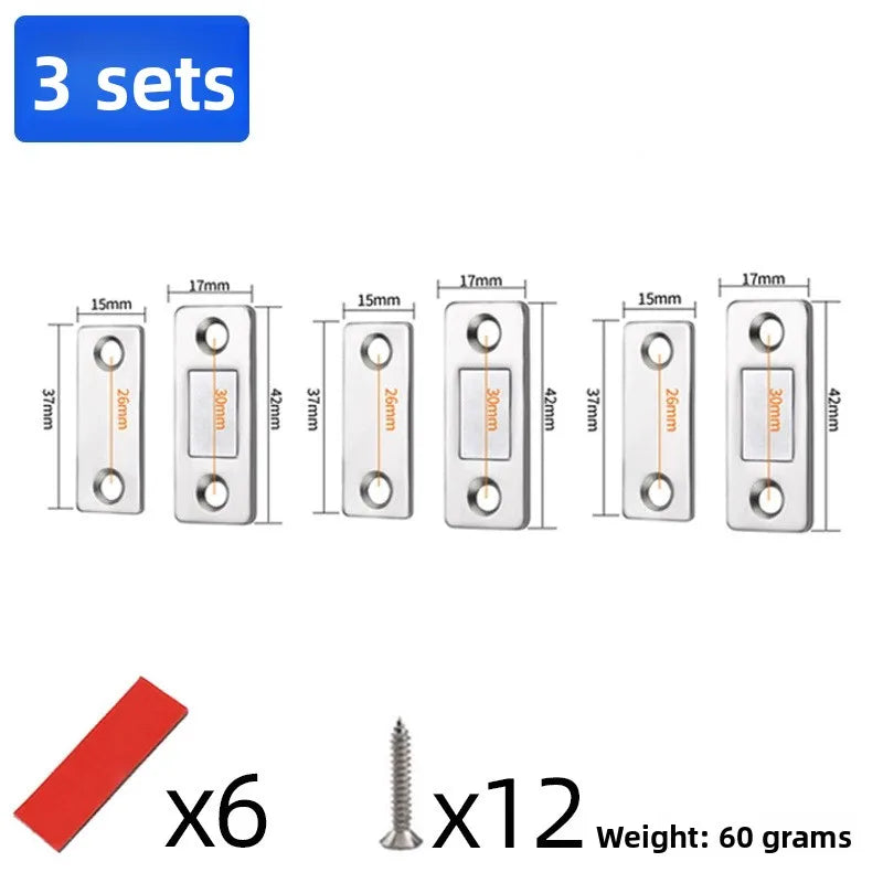 Magnetic Cabinet Catch L-Shaped Punch-Free Invisible Door Closer
