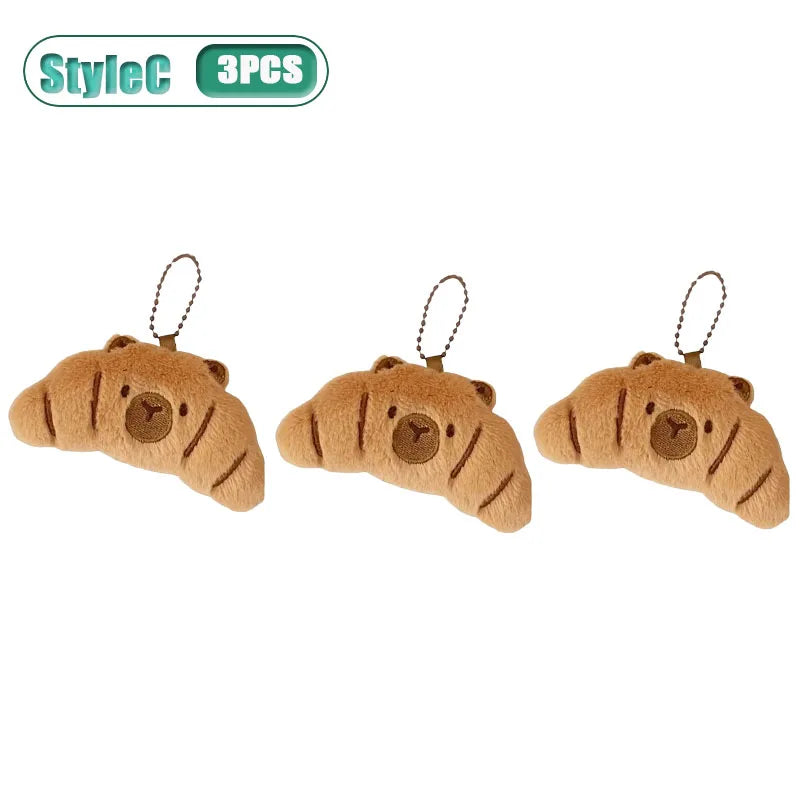 Capybara Plushie Keyring – Cute Anime Bread Topper Fluffy Toy