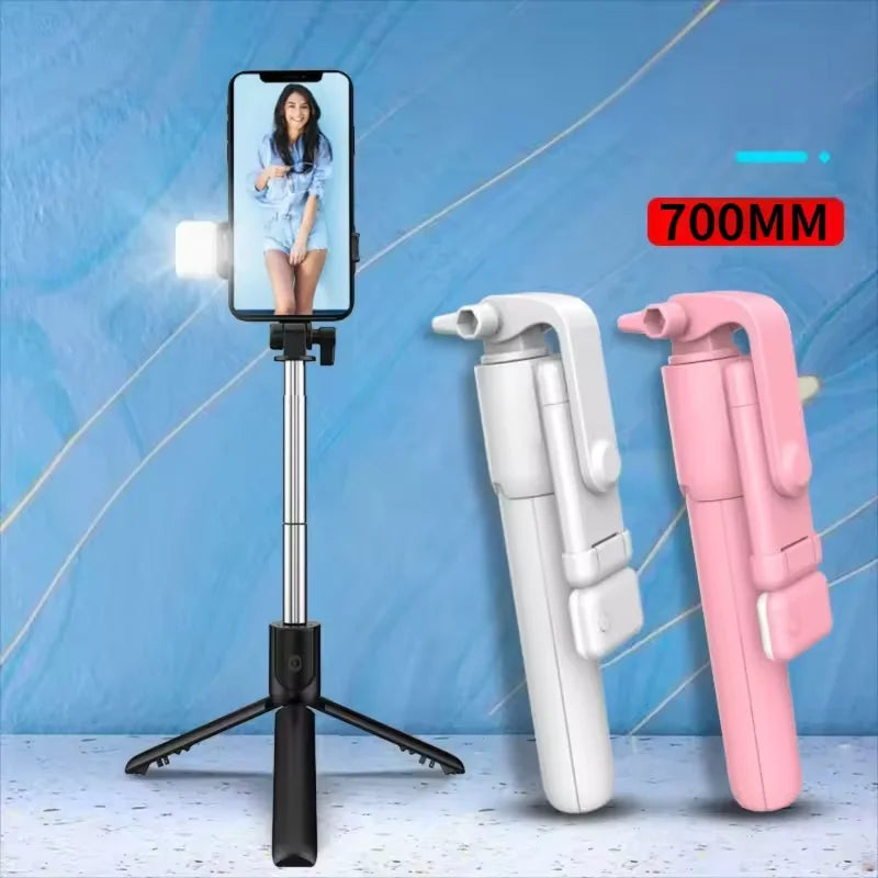 Portable Bluetooth Selfie Stick Tripod Holder with Remote Shutter Fill Light Extendable Wireless Remote Retractable Phone Stand Peaceful Pleasures Health and Wellness