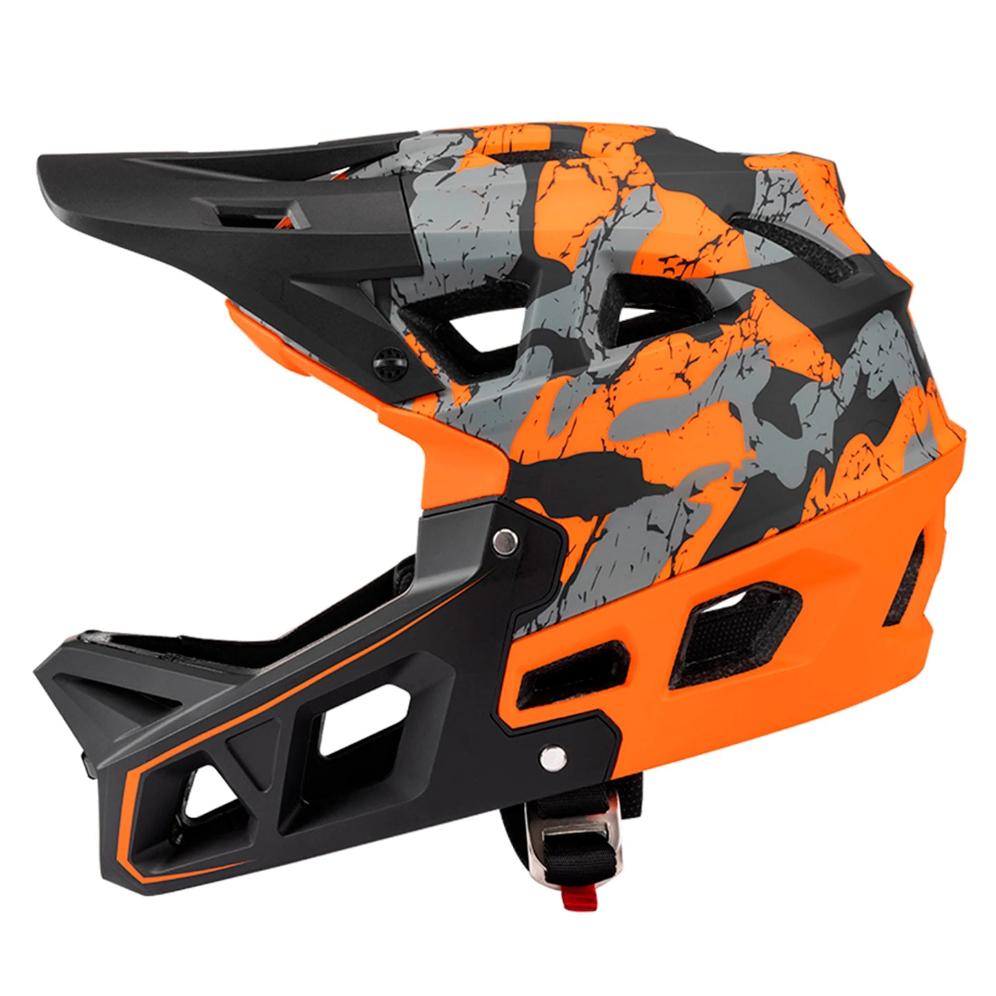 Full Face Mountain Bike Helmet Adult Racing Downhill MTB Helmet for Men/Women Adult Mountain Bike Helmet with Visor Peaceful Pleasures Health and Wellness Camouflage Orange L