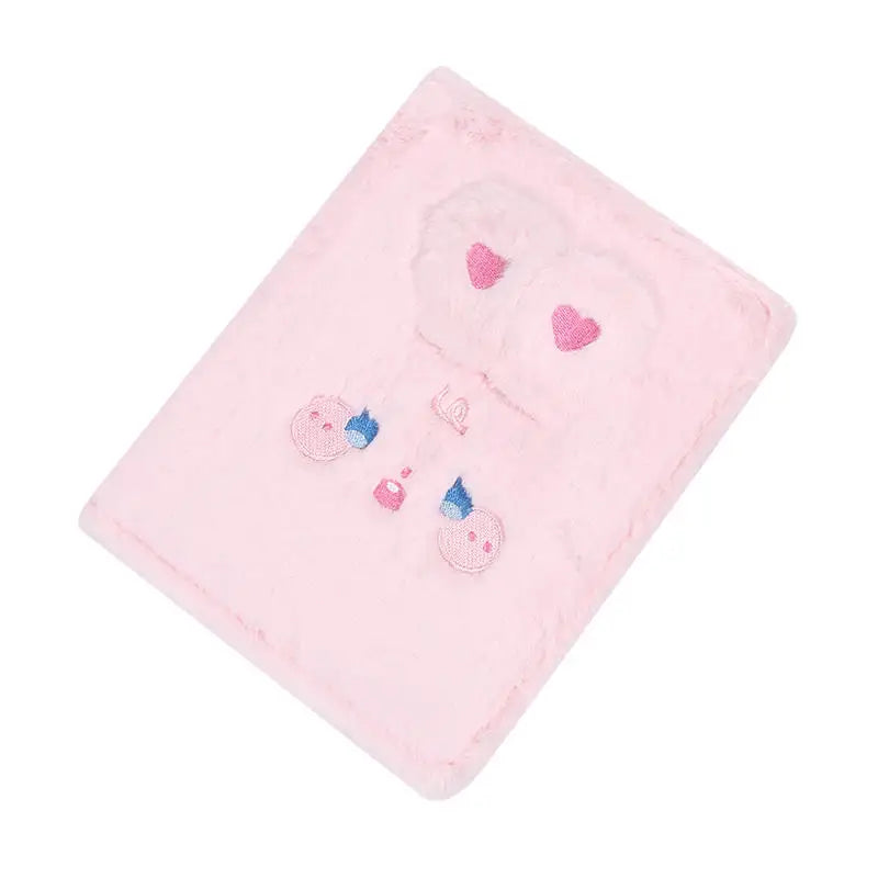 Cute Plush A5 Binder Collect Book Cover Stars Photo Cards Collect Book Storage Album Hardcover Notebook Stationery Supplies Peaceful Pleasures Health and Wellness Pink shell only