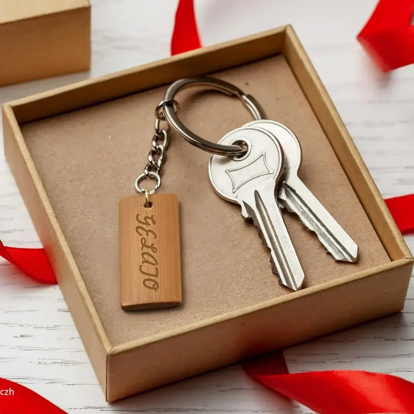 50Pcs Blank Bamboo Tags 45x20mm – DIY Keychain Engraving Blanks