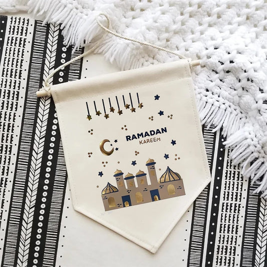 Ramadan Kareem Eid Mubarak Canvas Banner | Islamic Wall Decor Holiday Canvas Banner Peaceful Pleasures Health and Wellness banner