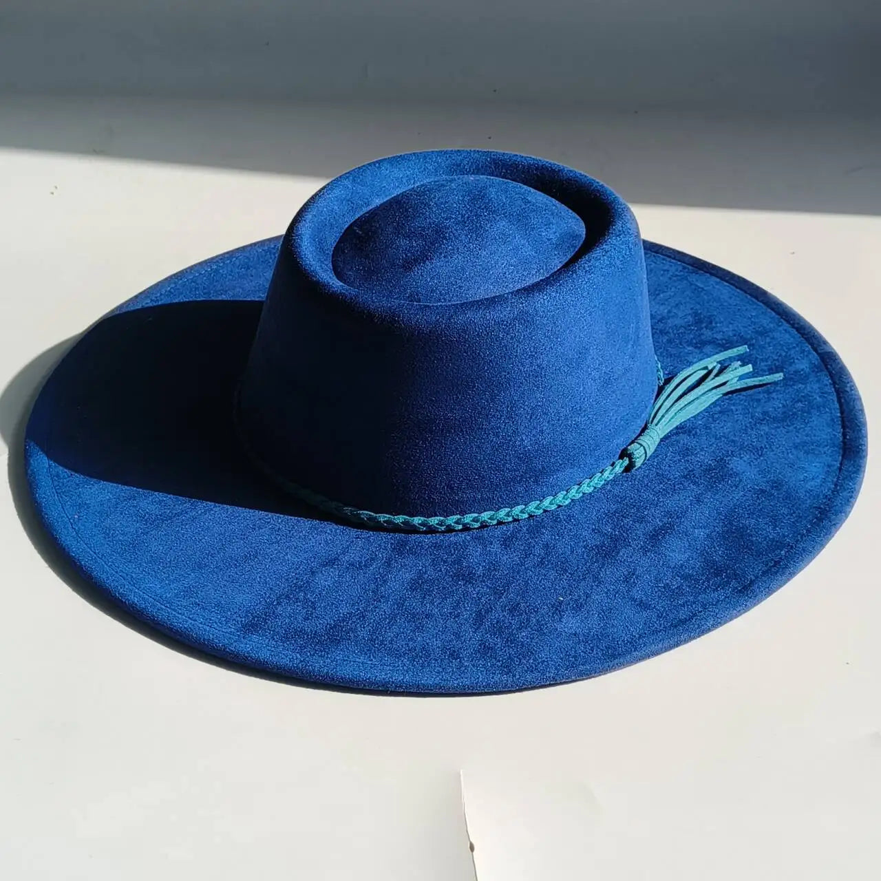 Vegan Suede Fedora Hat | Rhinestone Wide Brim Pork Pie
