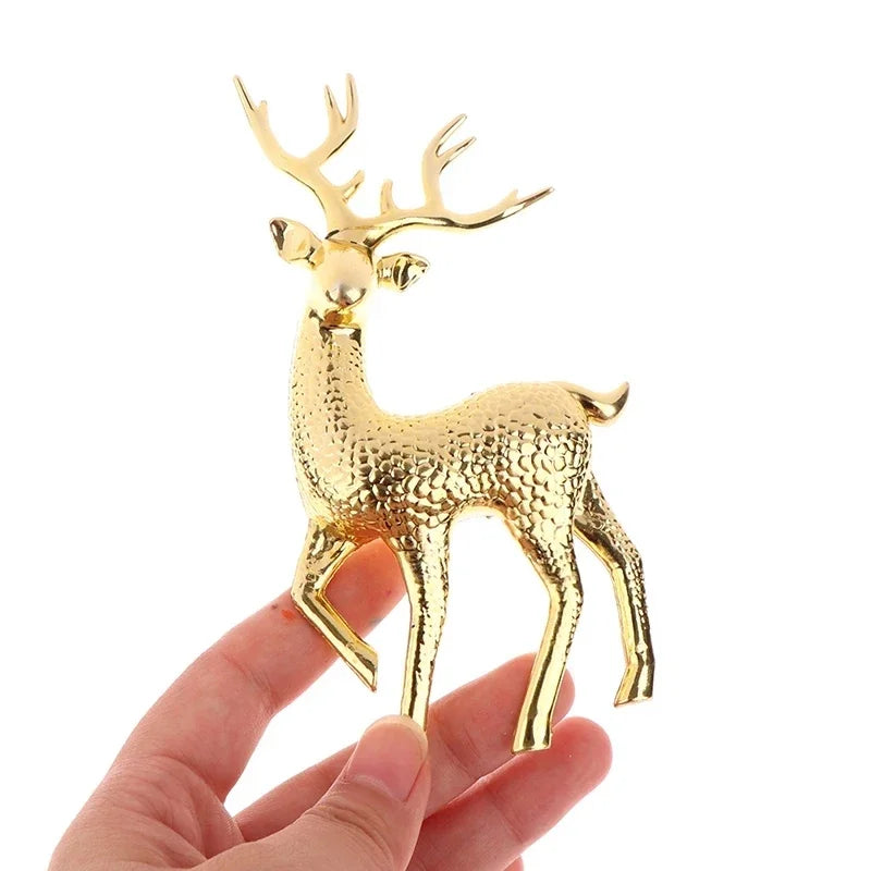 Gold Deer Statue Reindeer Figurines Plastic Elk Sculpture Living Room Luxury Home Christmas Decoration Tabletop Ornaments Peaceful Pleasures Health and Wellness