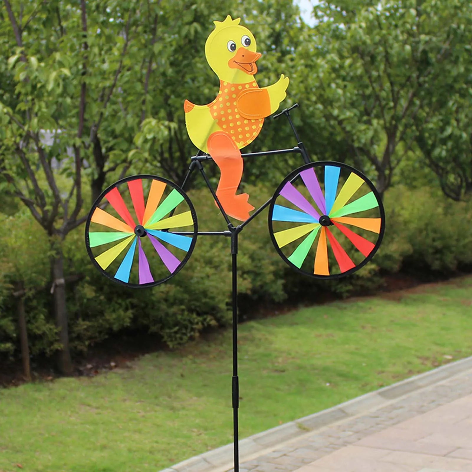 Cute 3D Animal on Bike Windmill Garden Lawn Yard Decor Wind Spinner for Holiday Garden Decoration Peaceful Pleasures Health and Wellness