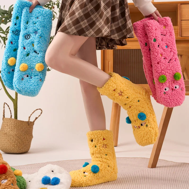 1 Pair Autumn And Winter Plush Floor Socks, Indoor Anti Slip Thick Warm Foot Socks, Family Bedroom Slippers And Sleeping Socks Peaceful Pleasures Health and Wellness