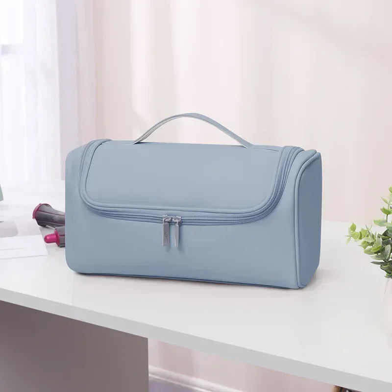 Hot Hideable Hanging Hook Hair Dryer Case Portable Non-slip Hair Tools Pouch Water proof Large Capacity Curling Iron Storage Bag Peaceful Pleasures Health and Wellness Blue