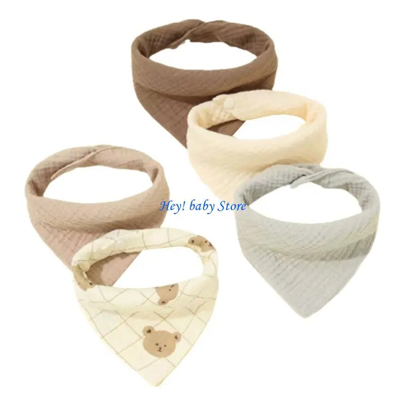 5-Pack Soft Cotton Baby Drool Bibs | Teething Burp Cloths