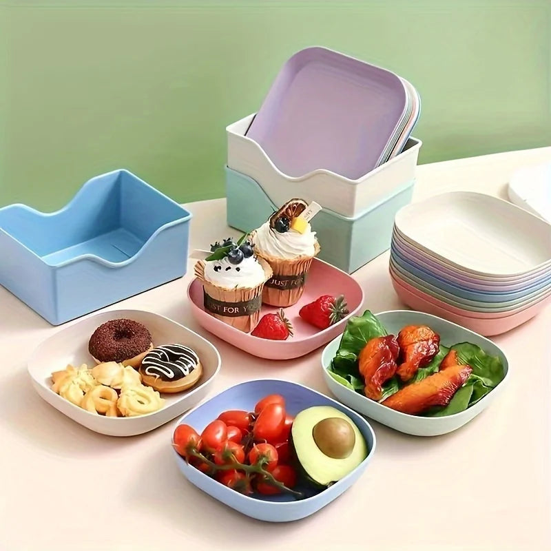 10pcs Set Reusable Fruit & Dessert Plates - Washable, Multifunctional Snack Dishes with Built-In Base for Bones & Candy - Versat Peaceful Pleasures Health and Wellness