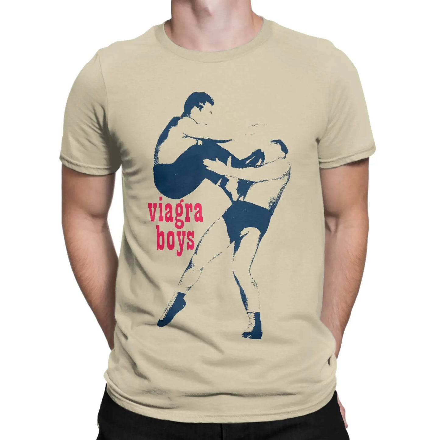 Viagra Boys T-Shirts Men Rock Leisure 100% Cotton Tee Shirt O Neck Short Sleeve T Shirt Gift Idea Clothes Peaceful Pleasures Health and Wellness Khaki S