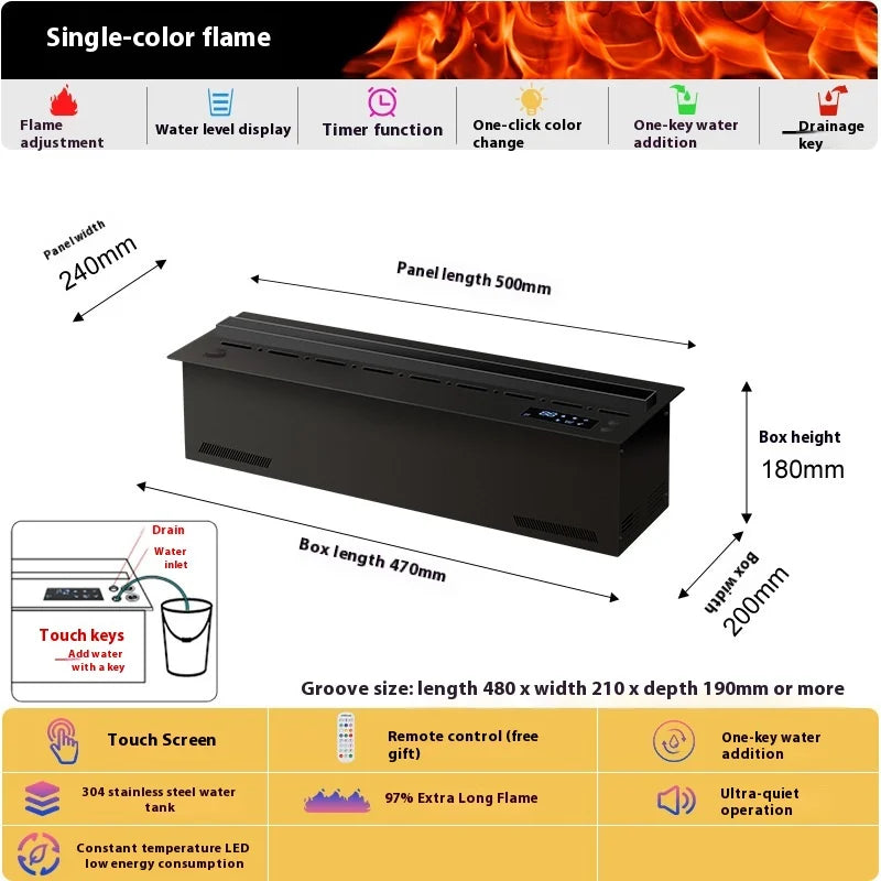 Smart Home 3D Fireplace Water Steam Humidifier LED Decorative Flame TV Wall Sound Of Firewood Cracking Vapour Electric Fireplace Peaceful Pleasures Health and Wellness remote control 1