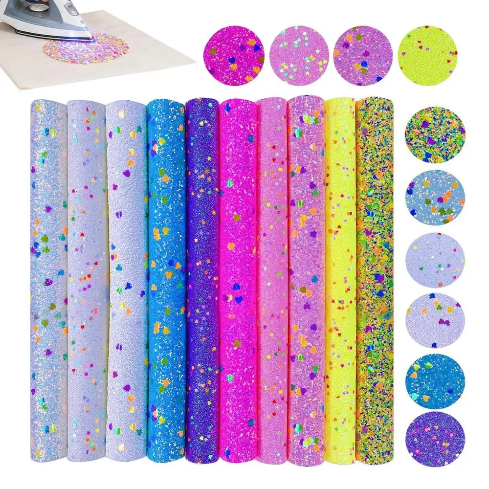 A4 Glitter Sequin Sheets 8-Pack | Iron-On Craft Fabric Craft Sequin Sheets Peaceful Pleasures Health and Wellness China Mainland B