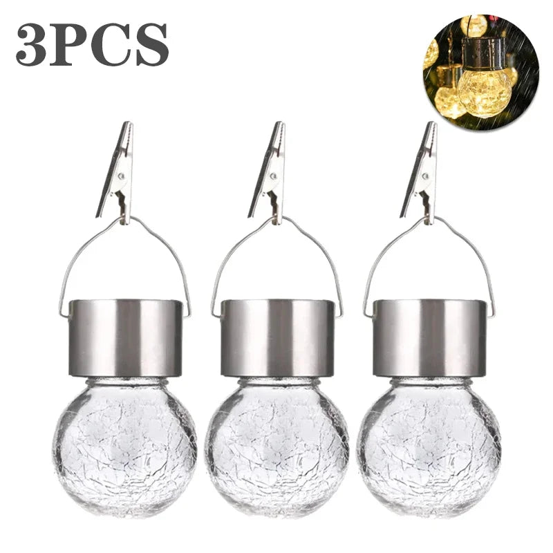 Solar Hanging Garden Lights – Colorful LED Cracked Glass Ball