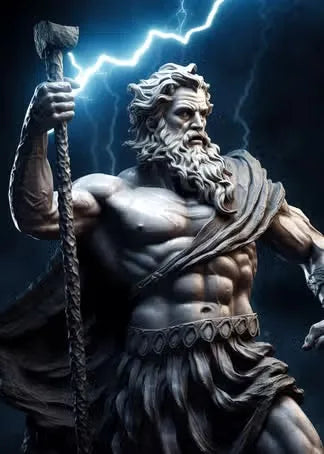 Zeus Greek God Black & White Abstract Canvas Wall Art Print