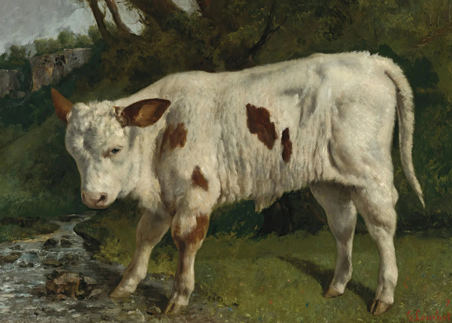 Vintage Rural Antique Animals Poster Cows in The Forest and Pasture Canvas Painting Farmhouse Wall Art Picture Office Home Decor Peaceful Pleasures Health and Wellness 16 20x30cm Unframed