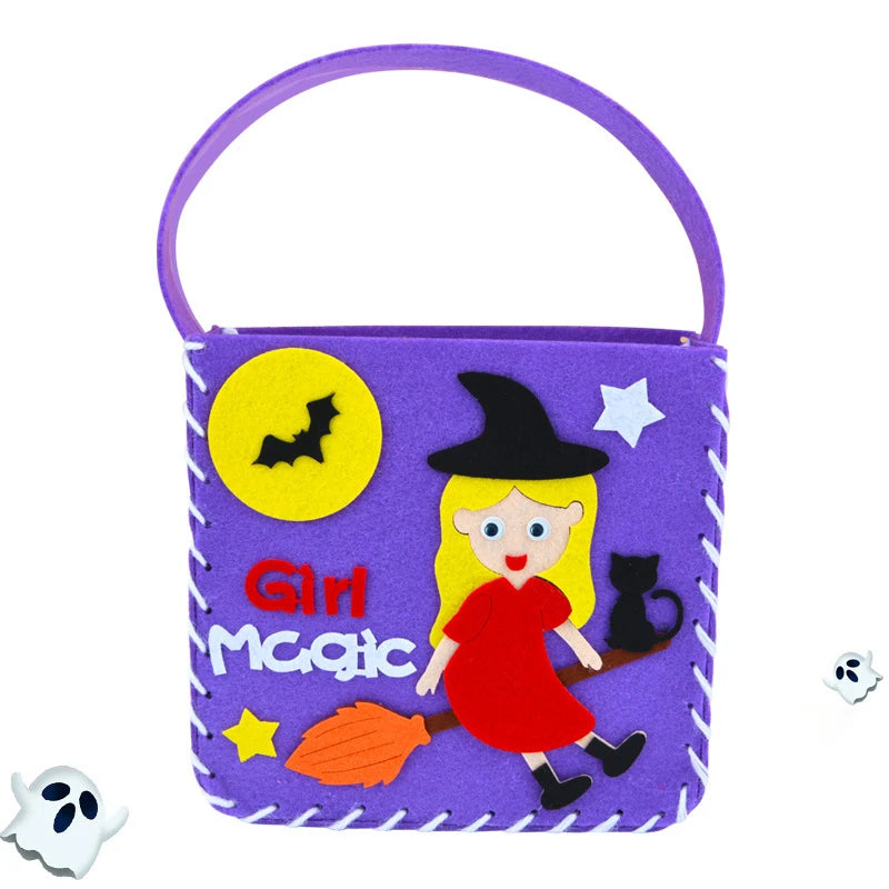 Hand Sewn Halloween Trick Supports Tote Bags Kids DIY Crafts Kits