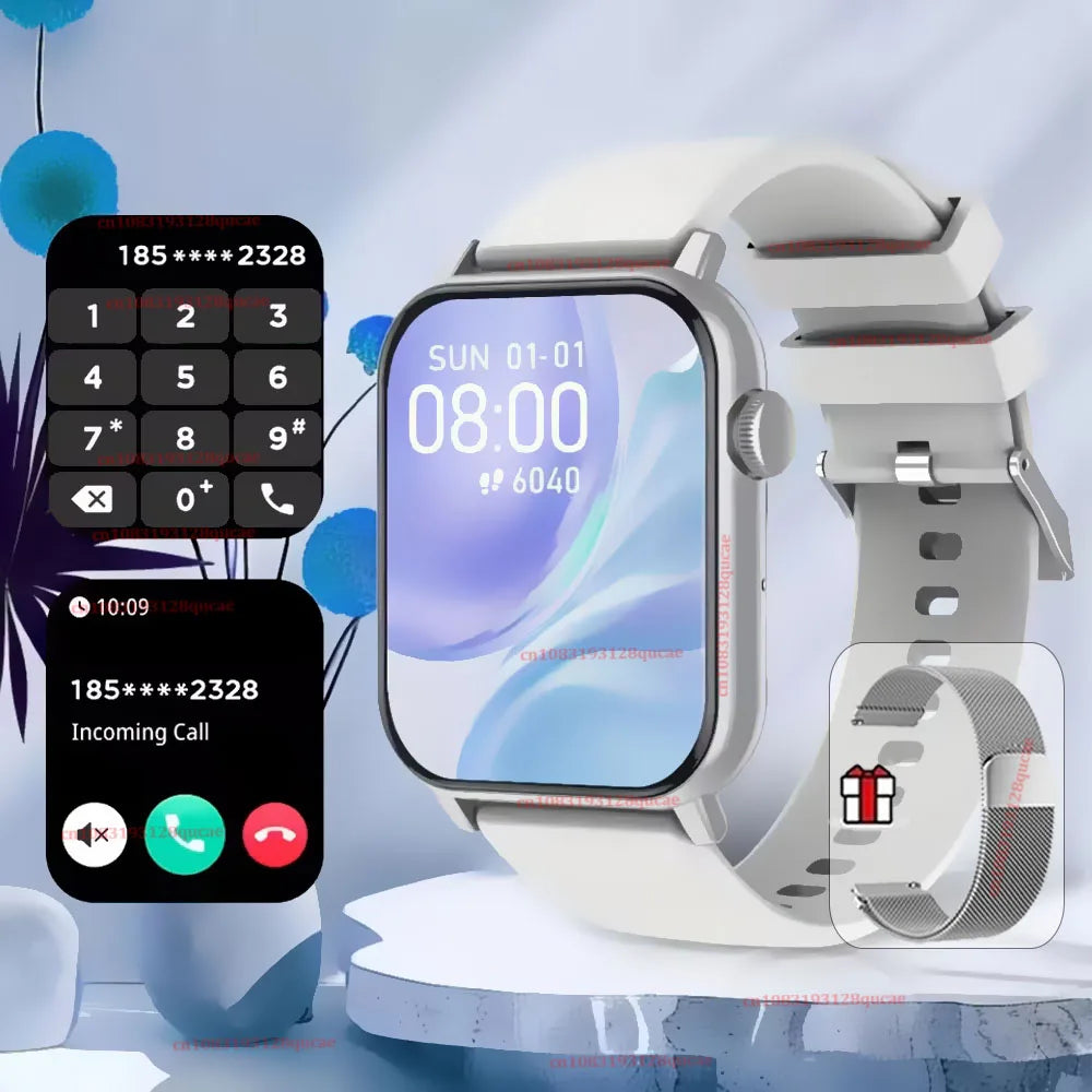 2026 New Smart Watch with Voice Calling Health Monitor IP68 Water Resistance Smart Notifications Voice Assistant Smartwatch Hw12 Peaceful Pleasures Health and Wellness Silver Milan
