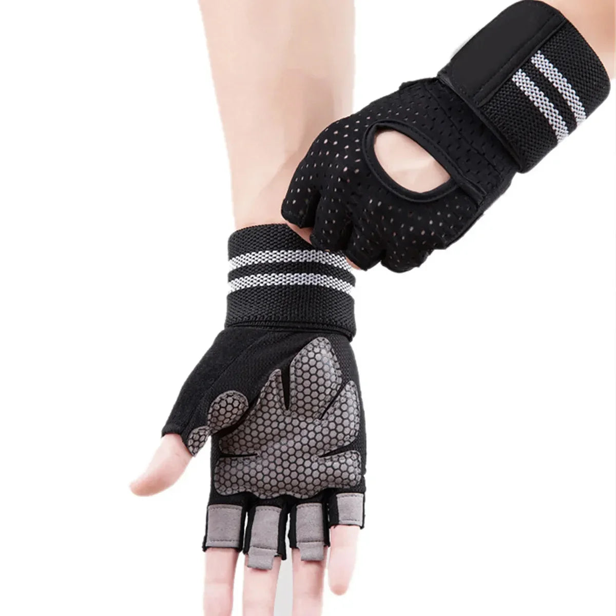 1 Pair Half Finger Gym Fitness Gloves, Men's and Women's Exercise Wristband Support Protect Sports Dumbbell Fitness Gloves Peaceful Pleasures Health and Wellness