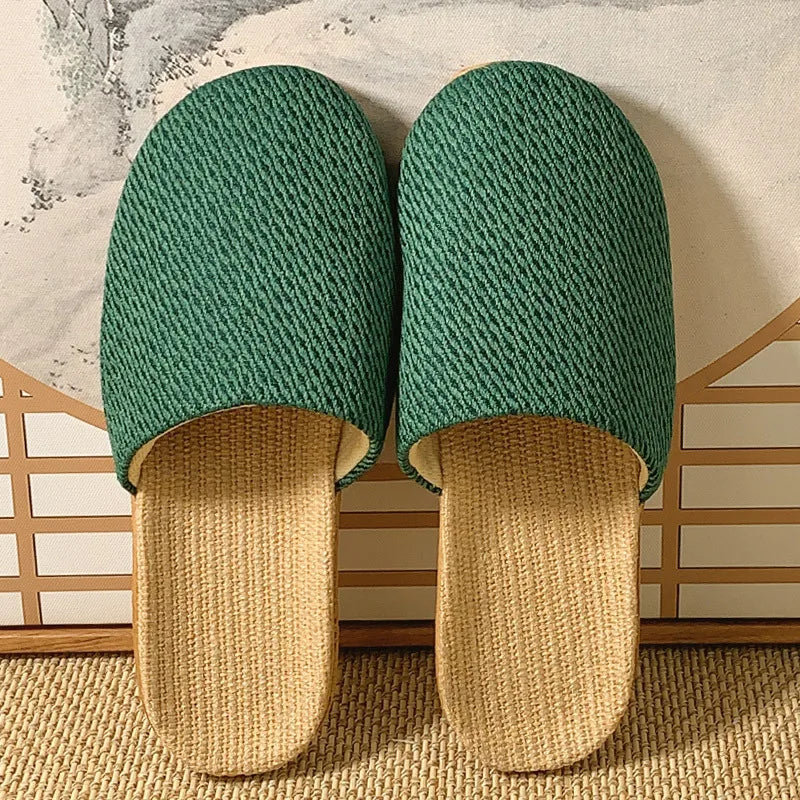 Men's Linen Slippers Non-Slip Indoor Slides Summer Sandals
