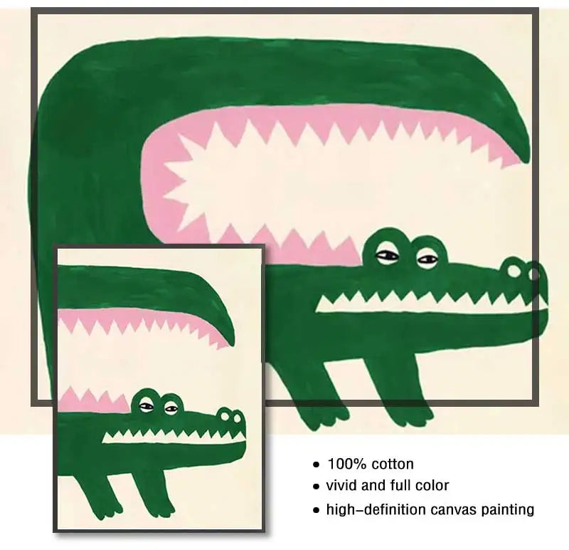 Crocodile Fish Abstract Canvas Wall Art | Colorful Unframed Print