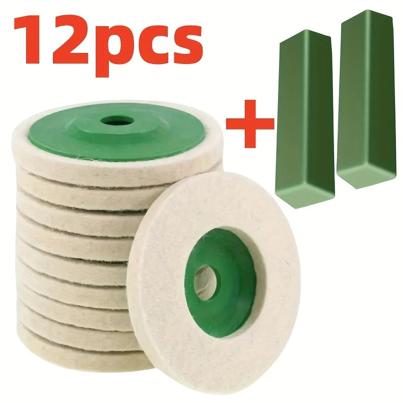 4" Wool Polishing Wheel Discs for Angle Grinder | 100mm Pack Peaceful Pleasures Health and Wellness 12pcs