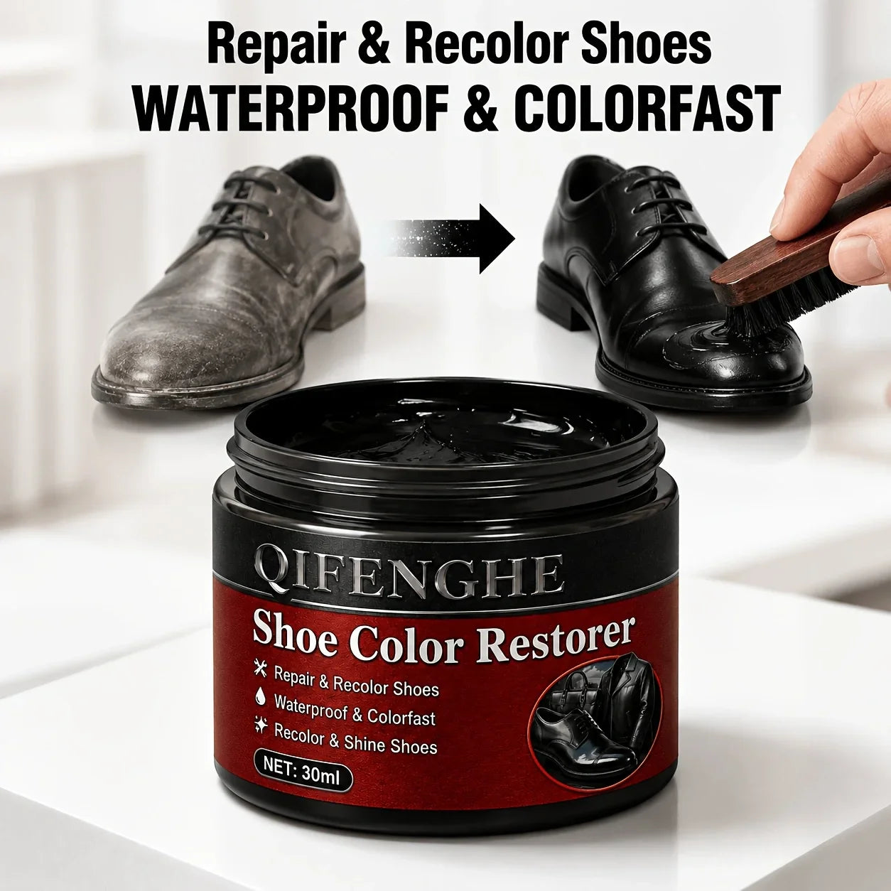 Black Leather Shoe Repair Cream – Dye Restorer & Polish
