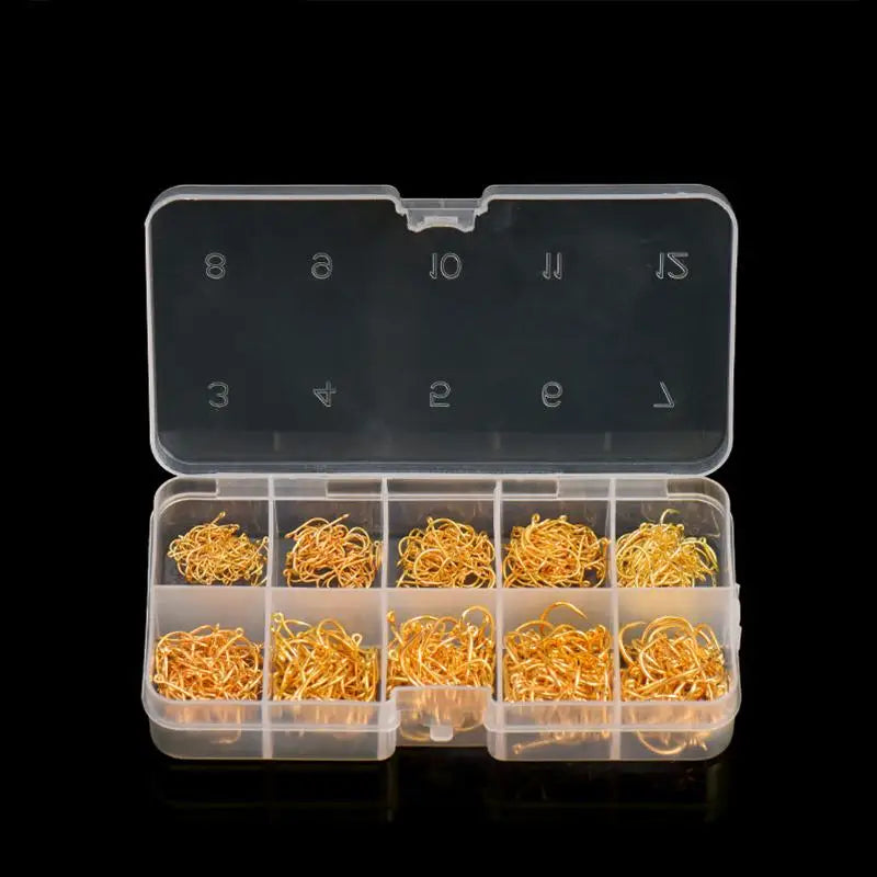 High-Quality Fishing Hooks Set, 600pcs Carbon Steel Fishhooks with Sharp Barbed Design, Portable Plastic Box Included, Ideal for Peaceful Pleasures Health and Wellness 1box
