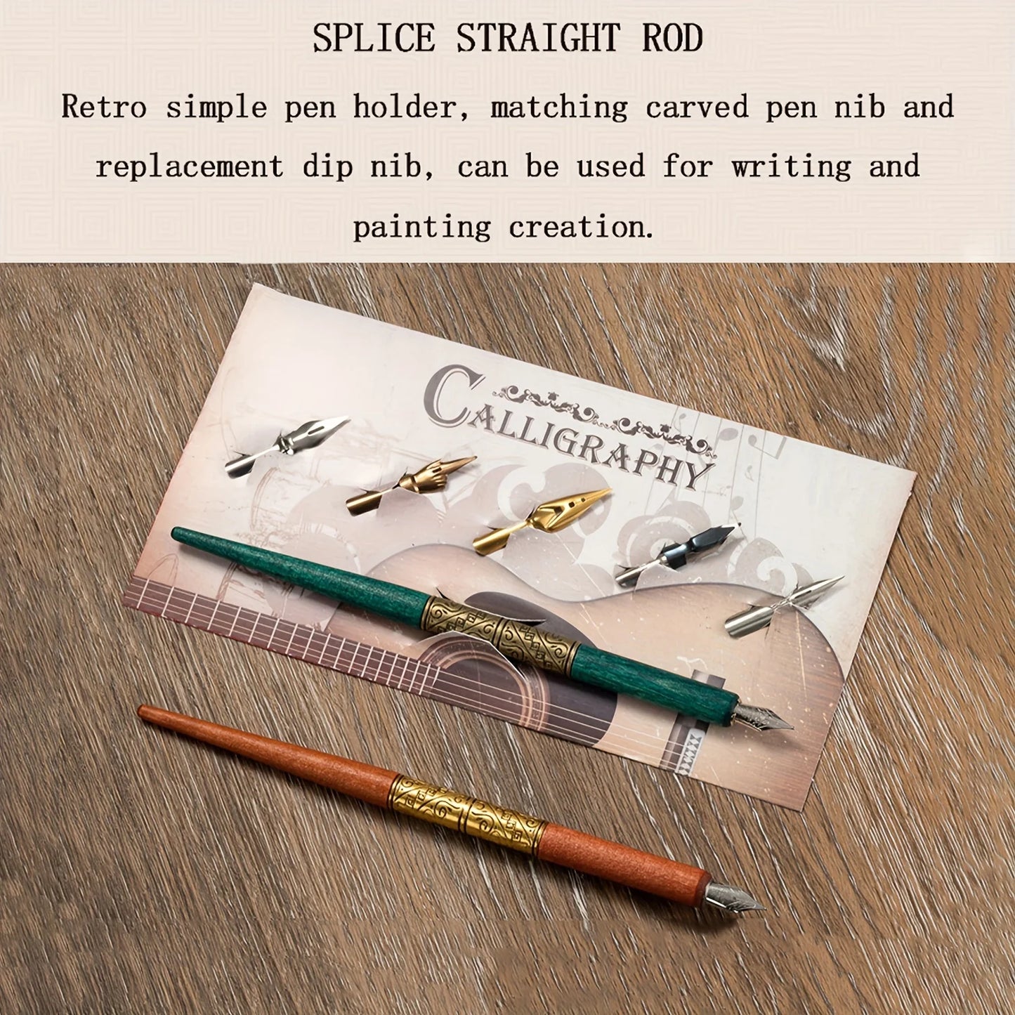Twist Glass Dip Pen Crystal Writing Wood Handle Vintage Calligraphy