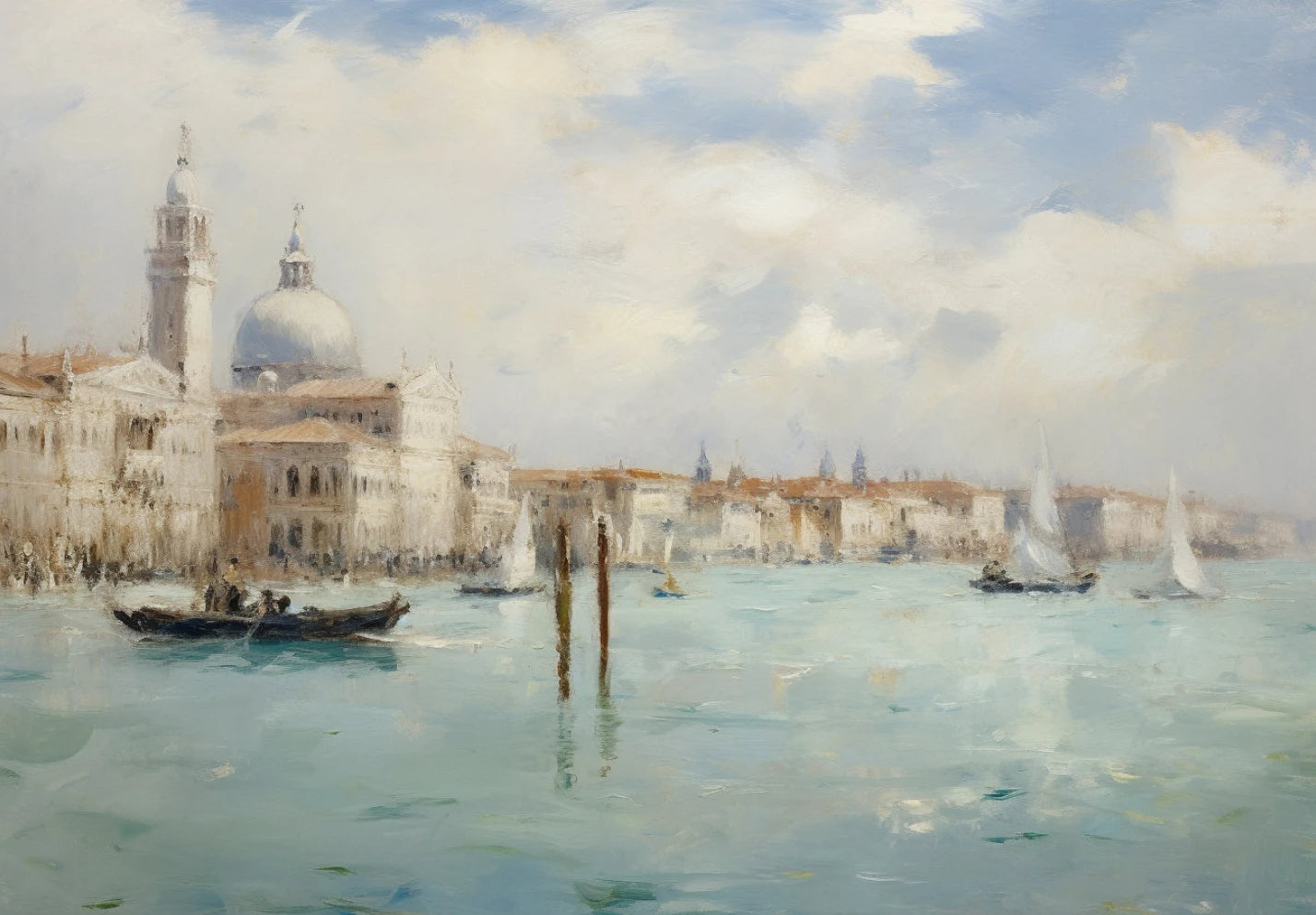 Seine River Paris Venice Canvas Wall Art | European Landscape