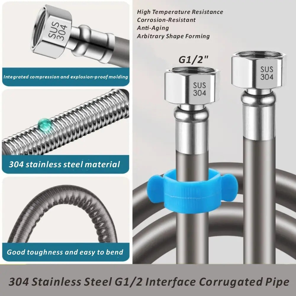 G1/2" 304 Stainless Steel Flexible Corrugated Plumbing Hose