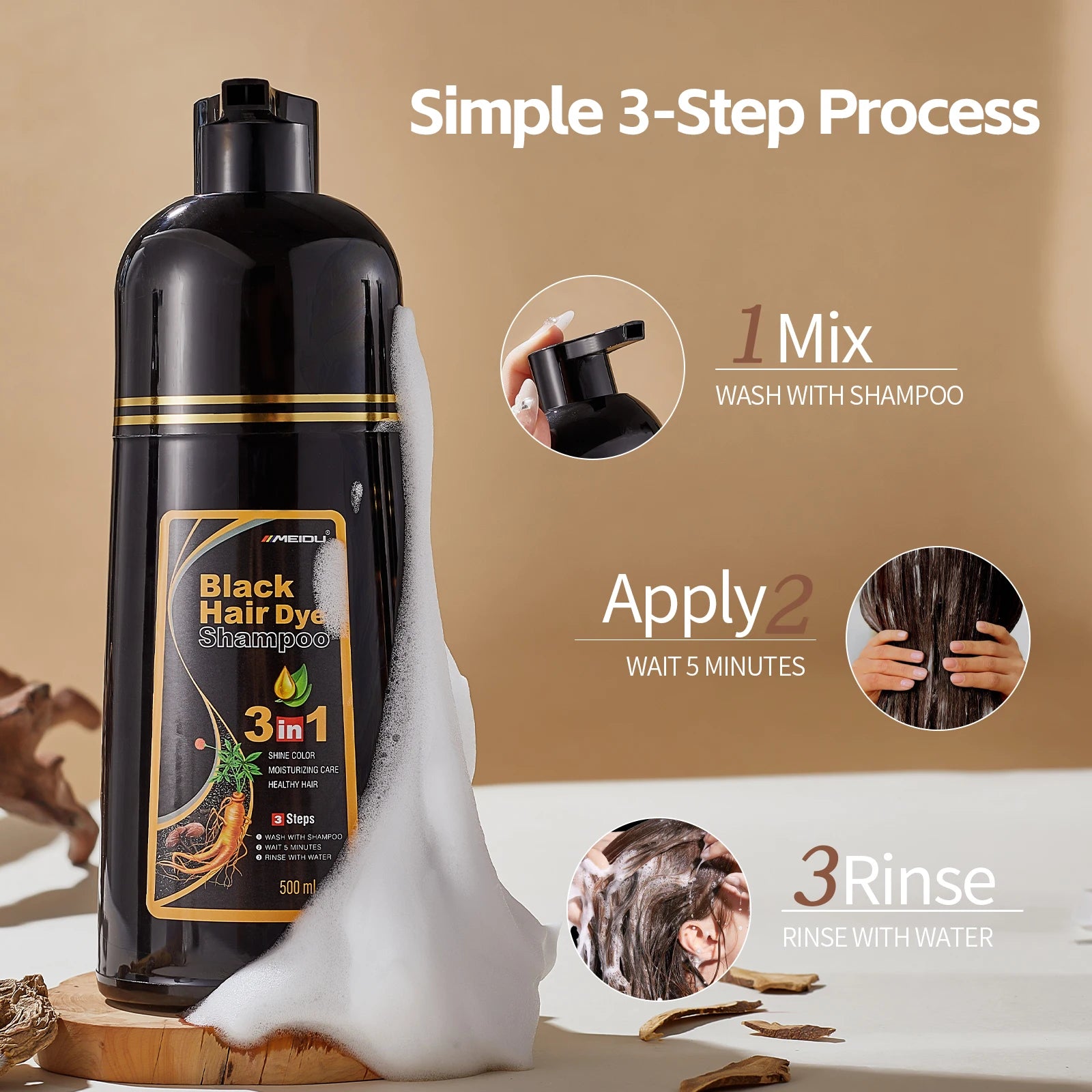Versatile 3in1 Hair Dye Shampoo for Men and Women Peaceful Pleasures Health and Wellness