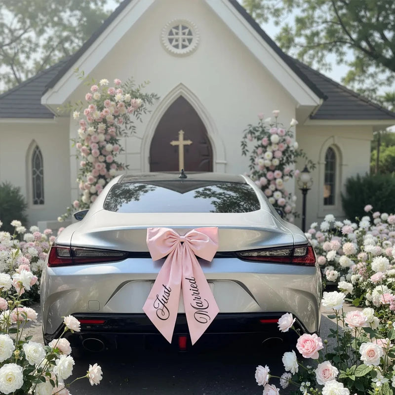 Just Married Big Car Bow | Wedding & Bridal Shower Decoration Wedding Car Decoration Peaceful Pleasures Health and Wellness
