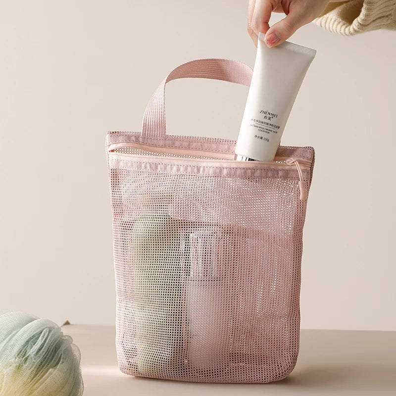 Large Mesh Toiletry Bag with Handle | Travel Makeup Organizer